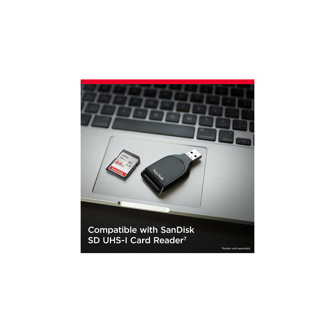 بطاقة SD SanDisk Ultra UHS I بسعة 64 جيجابايت وسرعة 140 ميجابايت/الثانية لكاميرات DSLR والكاميرات عديمة المرآة بطاقة SD SanDisk Ultra UHS I بسعة 64 جيجابايت وسرعة 140 ميجابايت/الثانية لكاميرات DSLR والكاميرات عديمة المرآة